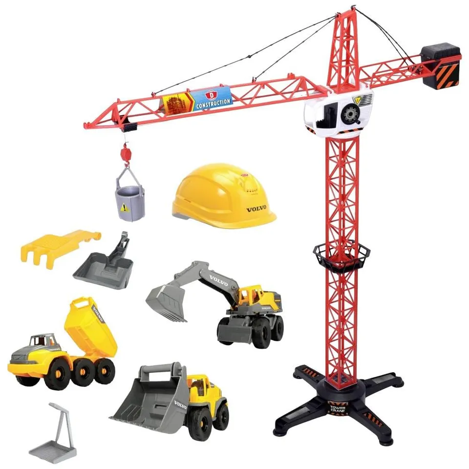 dickie-toys-volvo-baustellen-spielzeug-9-teiliges-set-1-meter-hoher-kran-3-baust image 1