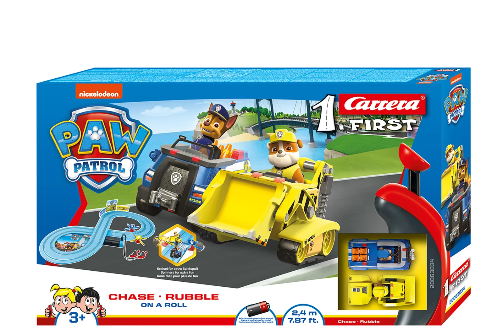 carrera-rc-paw-patrol-on-a-roll-2-4-ghz-first-rennbahn-set-2-4-m-chase-rubble image 1