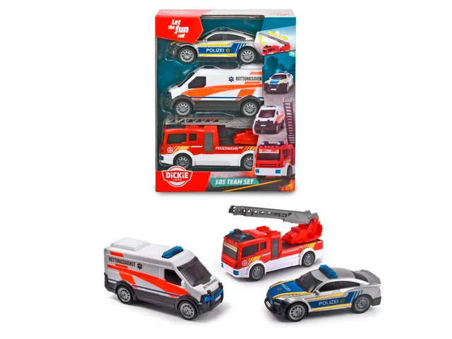 dickie-toys-sos-team-3er-set-rettungsfahrzeuge-polizei-feuerwehr image 1