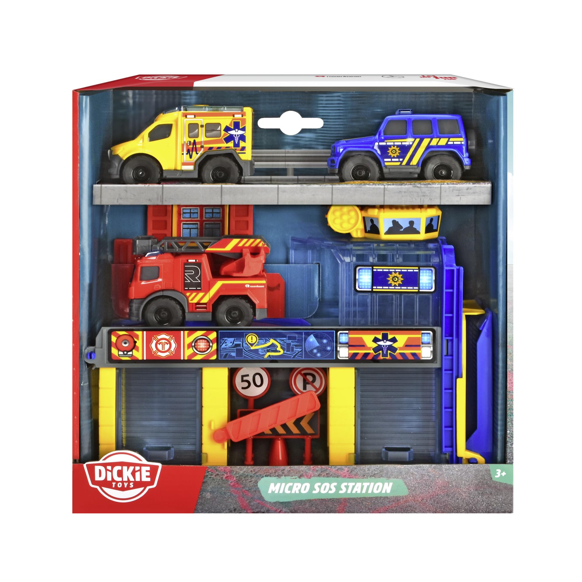 dickie-toys-micro-sos-auto-station-2-ebenen-3-mercedes-benz-autos image 8