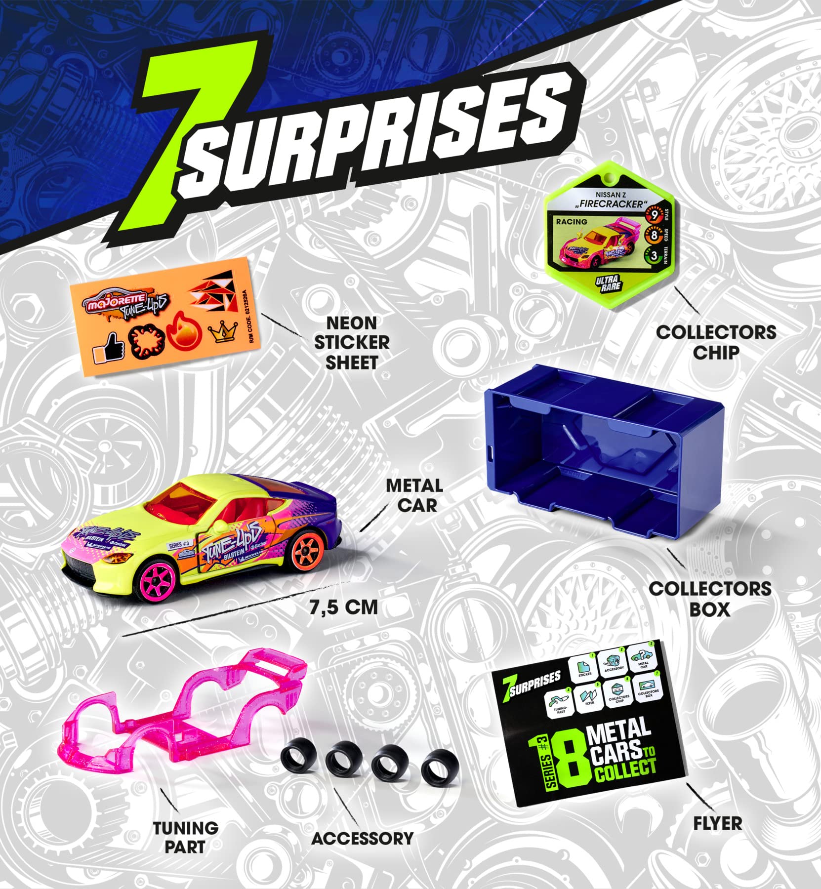 majorette-tune-ups-series-3-neon-tuning-auto-7-5-cm-mit-7-berraschungen image 4