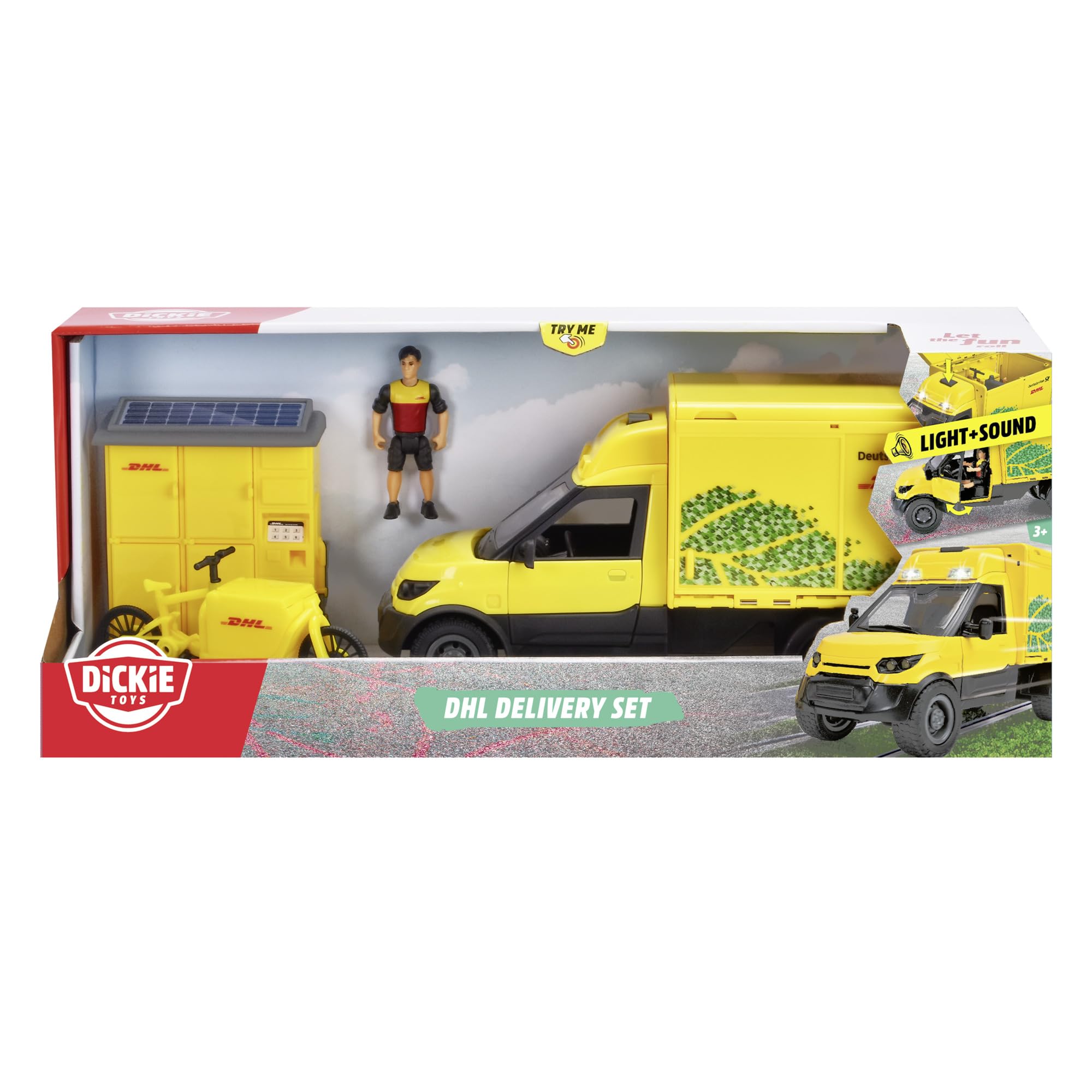dickie-toys-dhl-delivery-set-25-cm-mit-e-fahrzeug-lastenfahrrad-und-packstation image 7