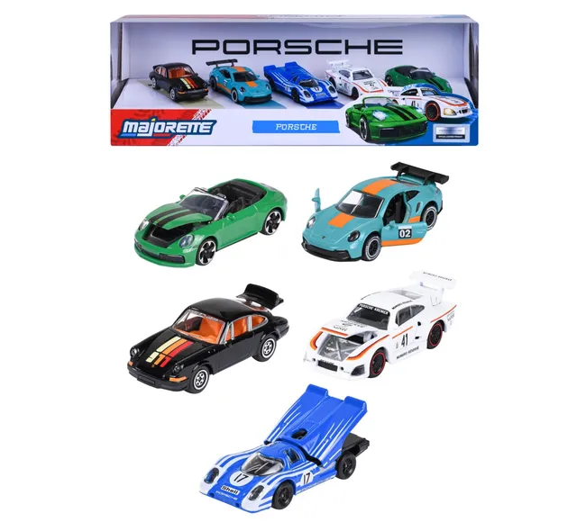 majorette-porsche-set-5-autos-metall-7-5cm-inkl-2-exklusivmodelle image 1
