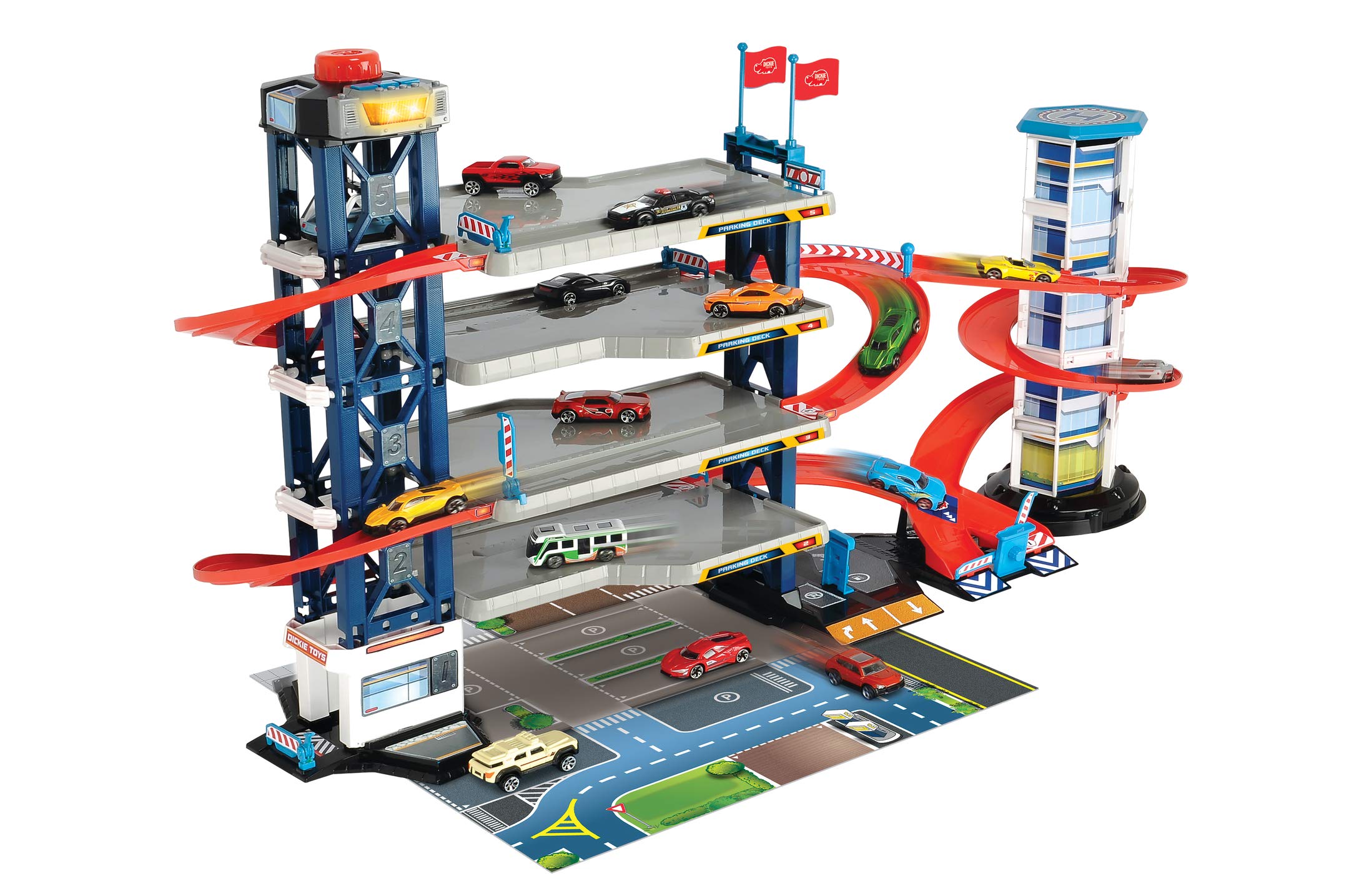 dickie-toys-parking-garage-parkhaus-4-etagen-mit-4-autos-helikopter-licht-sound image 7