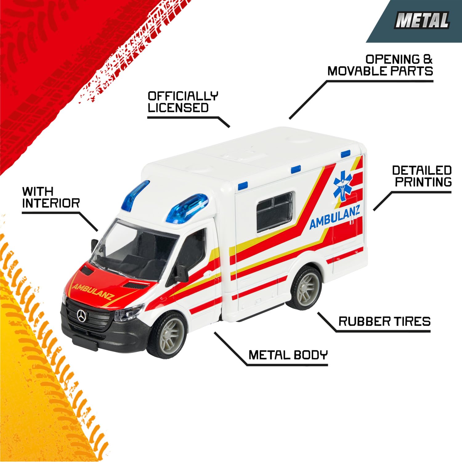 majorette-mercedes-benz-sprinter-ambulance-15-cm-gro-er-rettungswagen-mit-metall image 4