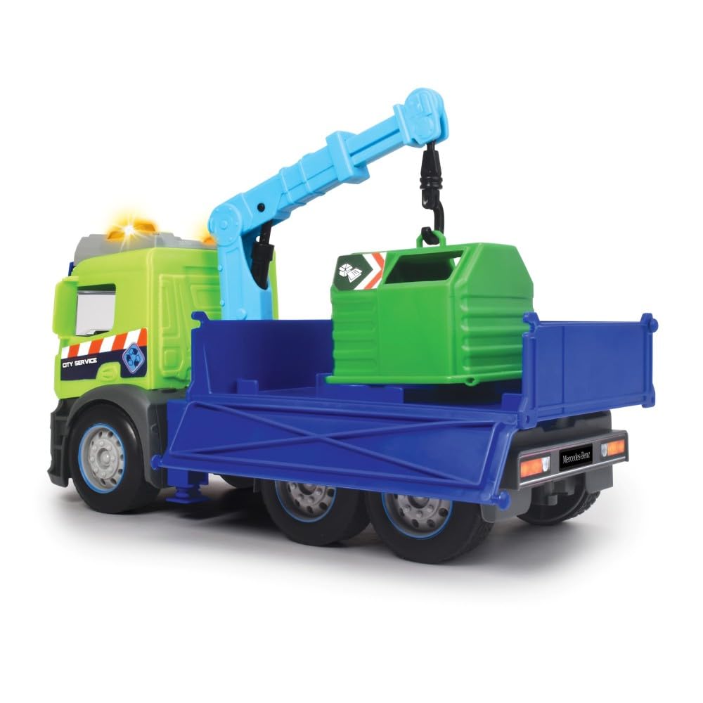 dickie-toys-action-truck-recycling-lkw-26-cm-gr-n-blau-mit-kran-sound-und-warnli image 6