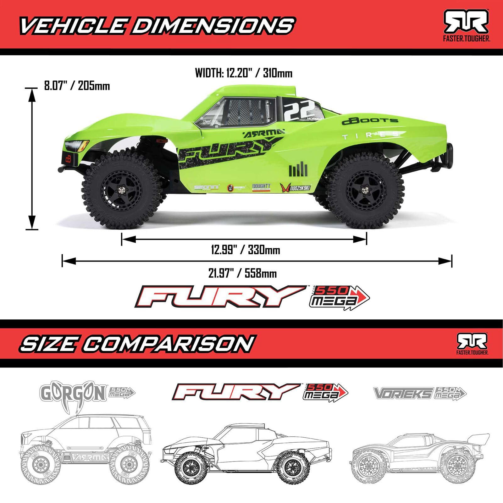 arrma-fury-mega-550-2wd-short-course-truck-1-10-rtr-gr-n-ara3221t1 image 6