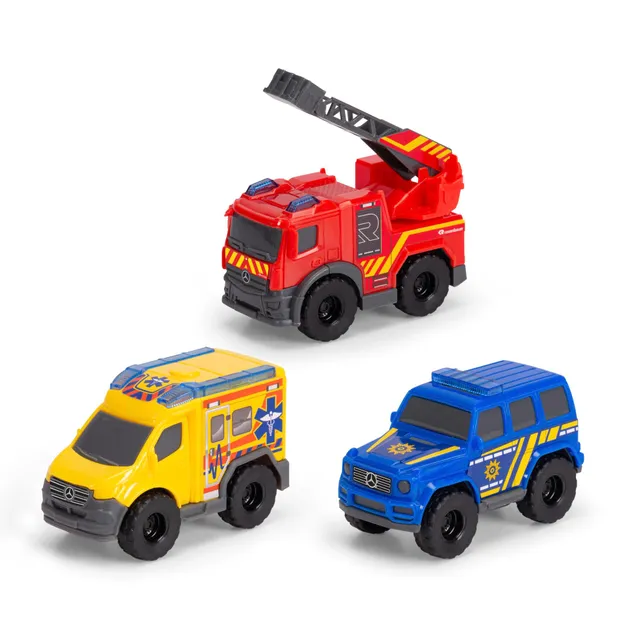 dickie-toys-micro-rescue-force-3er-set-mercedes-benz-8-cm-feuerwehr-polizei-rett image 1