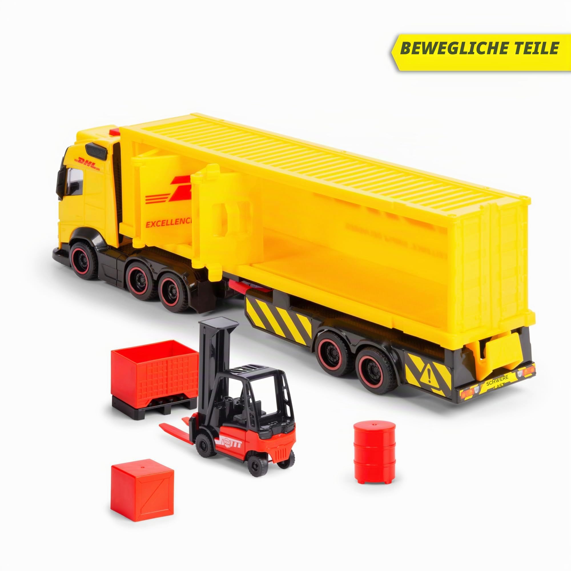 dickie-toys-volvo-dhl-truck-fh16-spielzeug-lkw-35-cm-mit-gabelstapler-licht-und- image 2