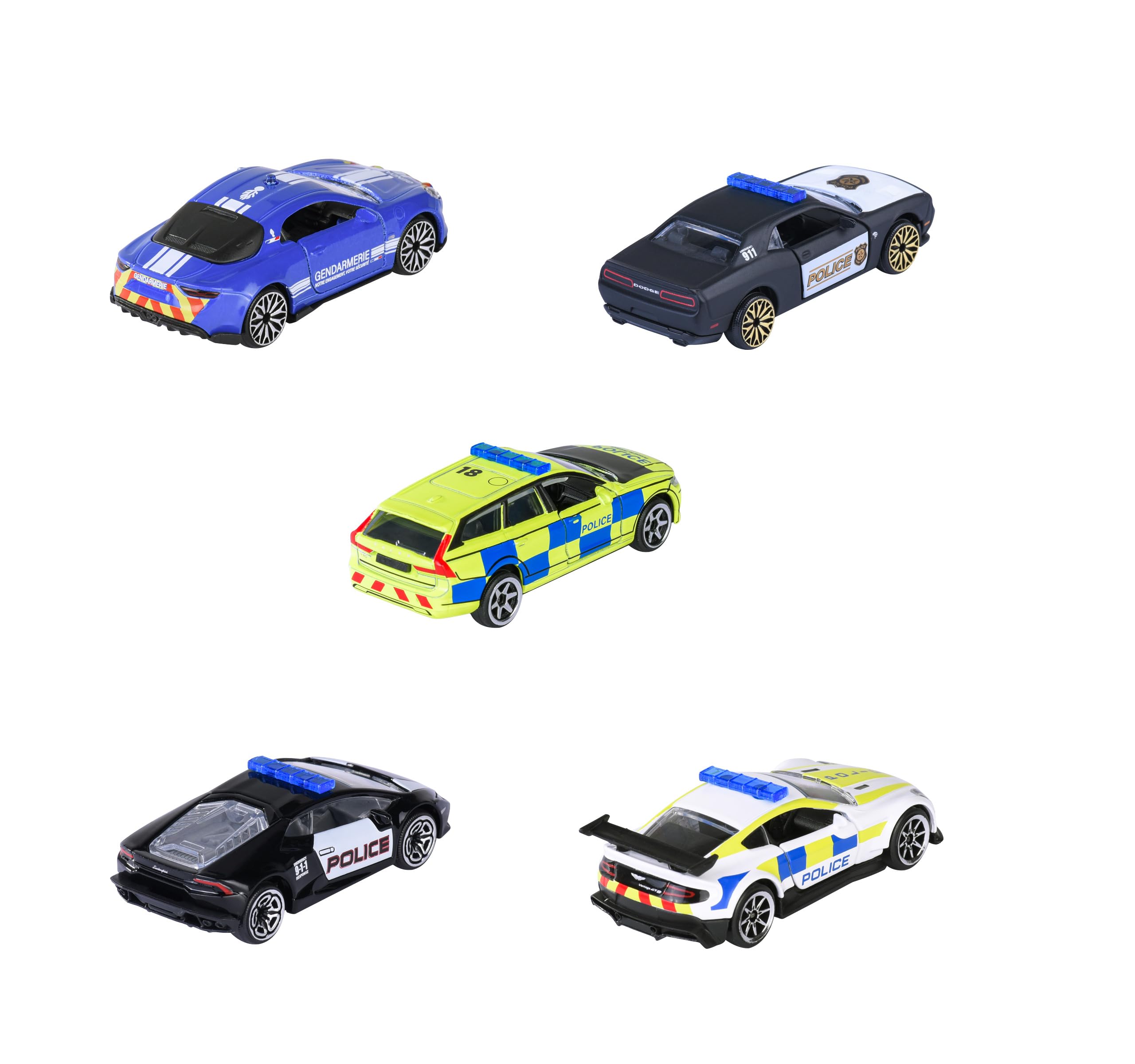majorette-rescue-world-auto-set-5er-pack-polizei-7-5-cm-metall image 2