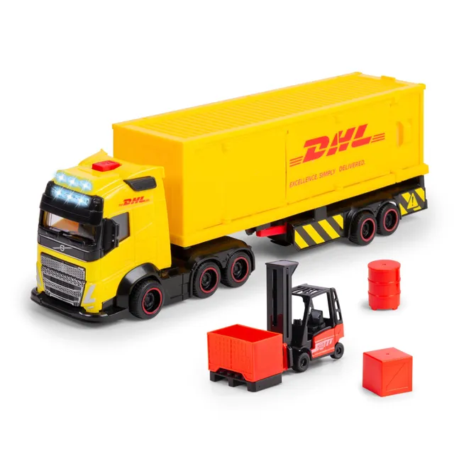 dickie-toys-volvo-dhl-truck-fh16-spielzeug-lkw-35-cm-mit-gabelstapler-licht-und- image 1
