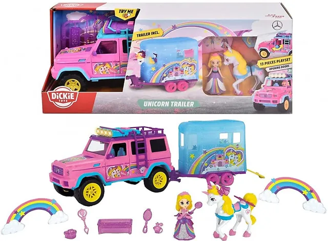 dickie-toys-unicorn-trailer-einhorn-truck-mit-pferdeanh-nger-40cm image 1