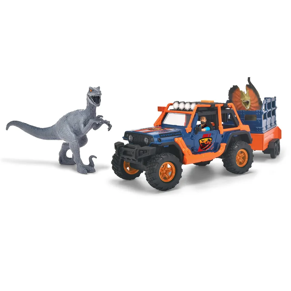 dickie-toys-dino-commander-jeepster-1-24-mit-anh-nger-figuren-und-2-dinos image 1