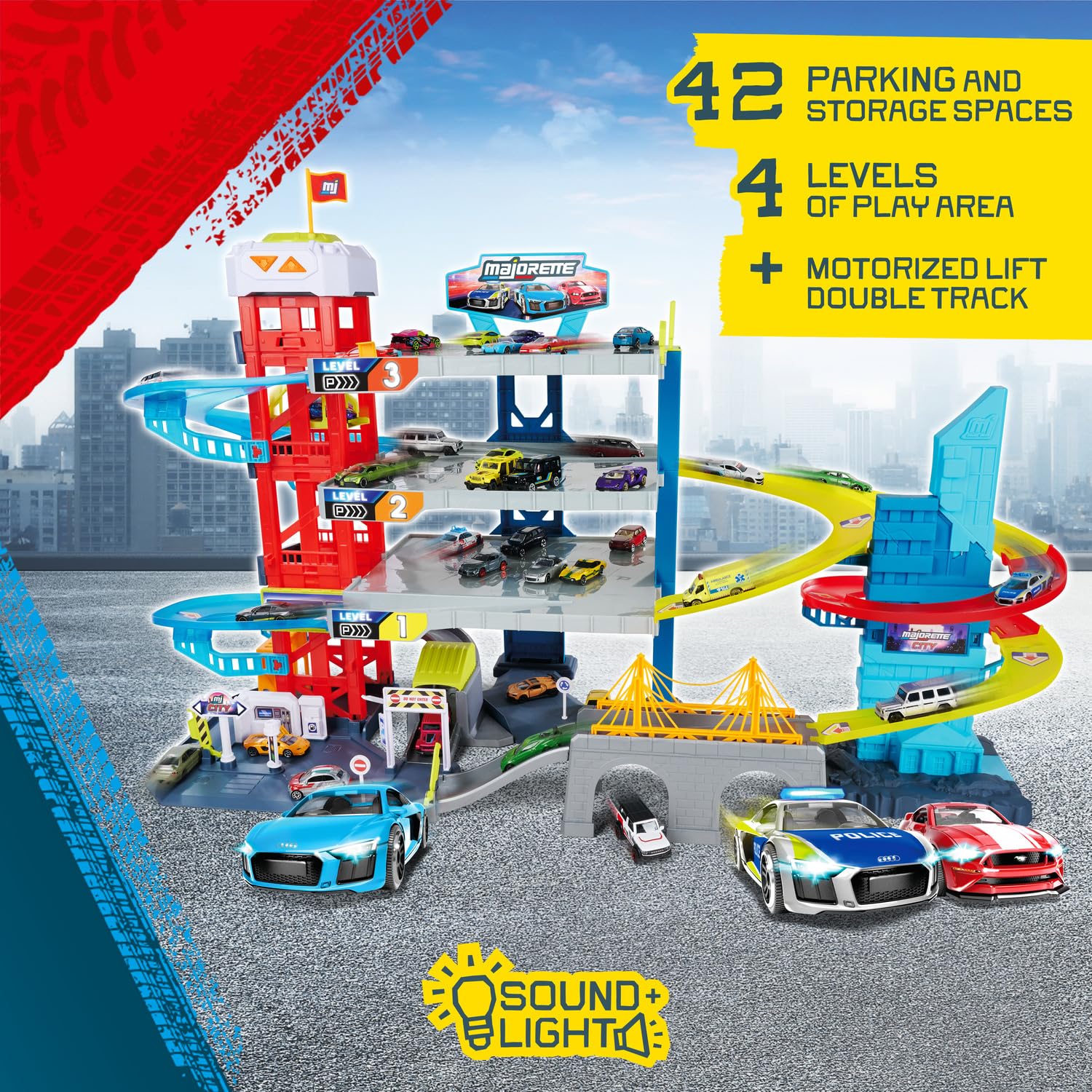 majorette-city-double-track-garage-parkhaus-4-ebenen-mit-4-autos image 3