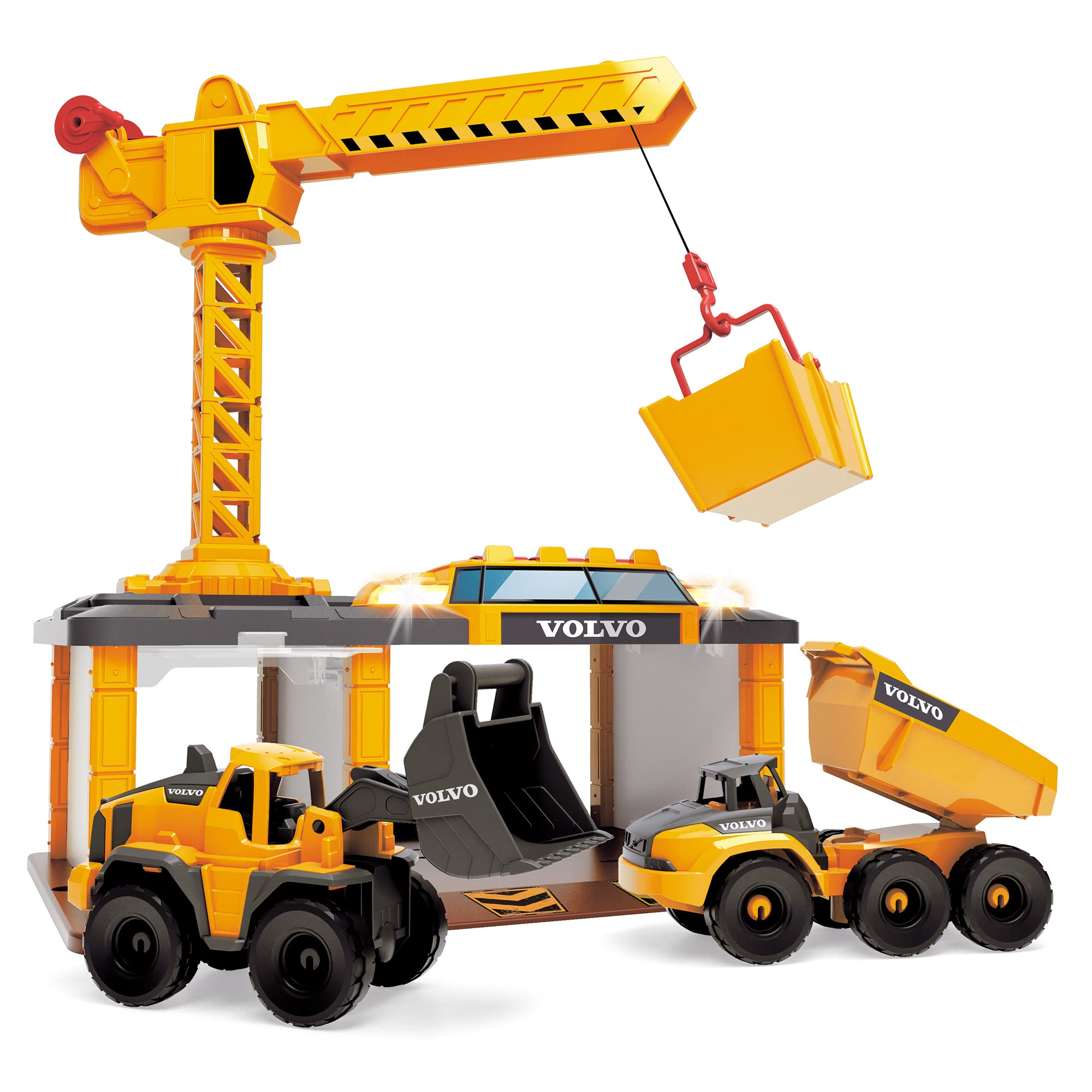 dickie-toys-volvo-construction-station-baustelle-spielstation-mit-bagger-kipplas image 1