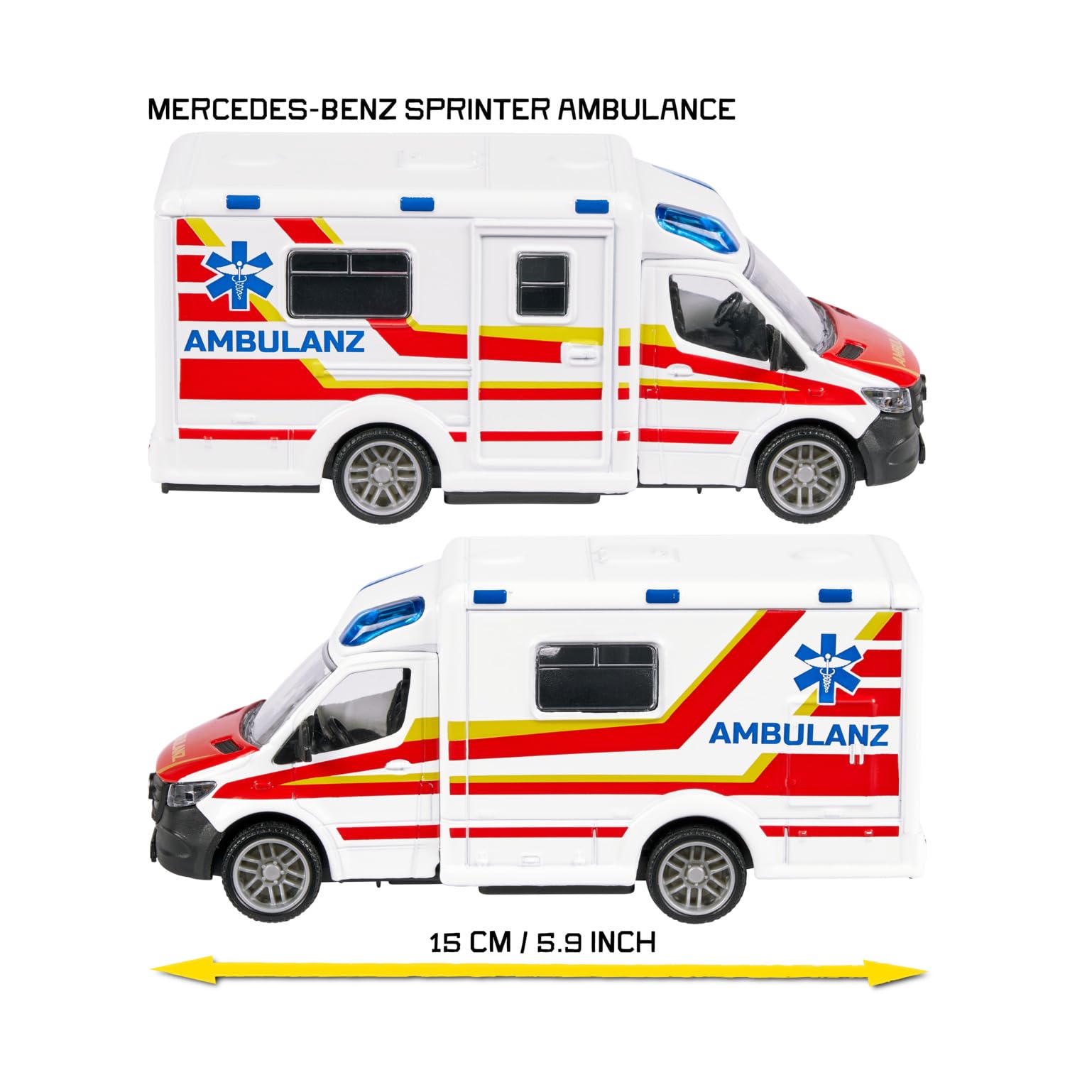 majorette-mercedes-benz-sprinter-ambulance-15-cm-gro-er-rettungswagen-mit-metall image 3