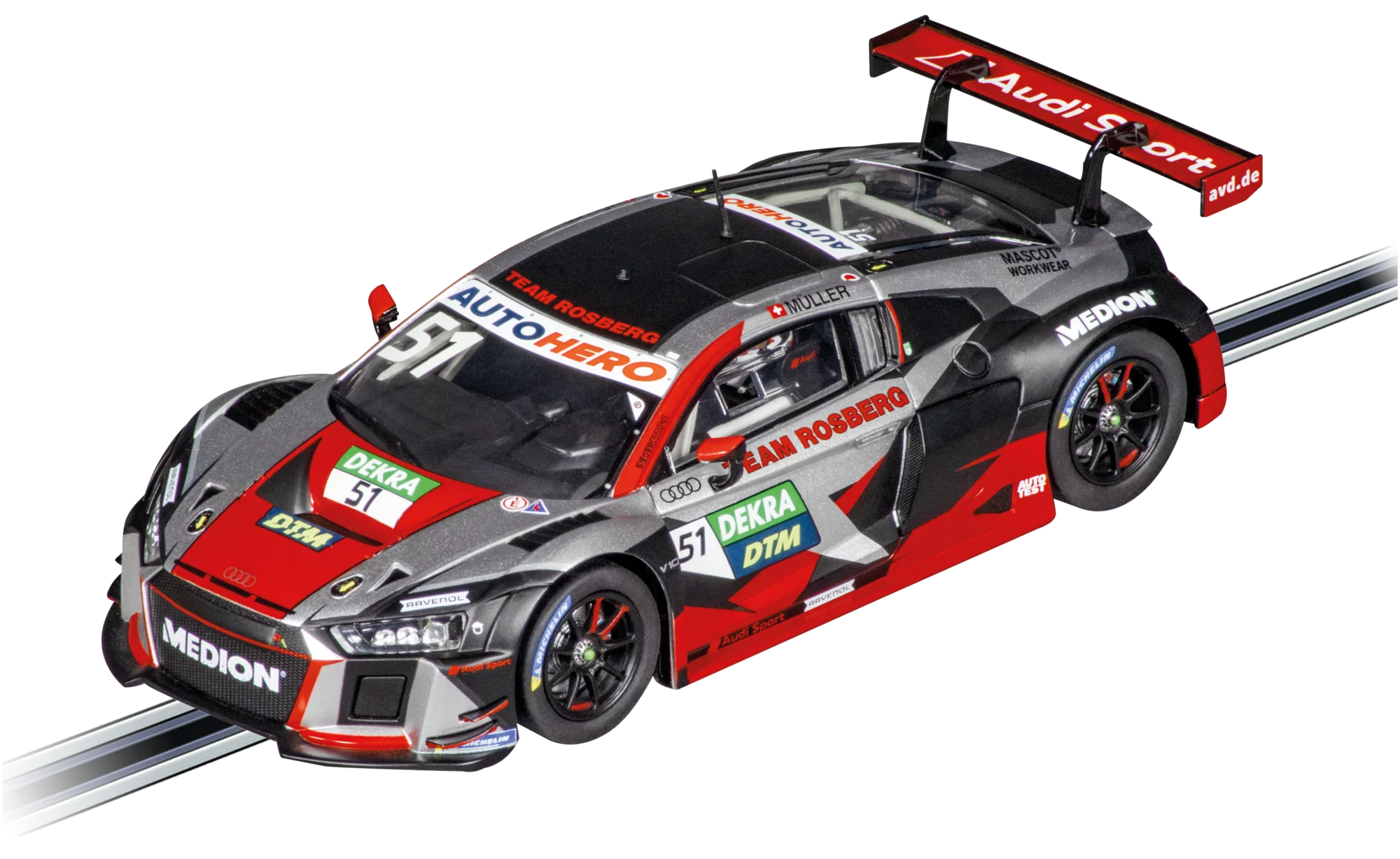 carrera-rc-audi-r8-lms-gt3-team-rosberg-no-51-dtm-slotcar-1-32-evolution image 1
