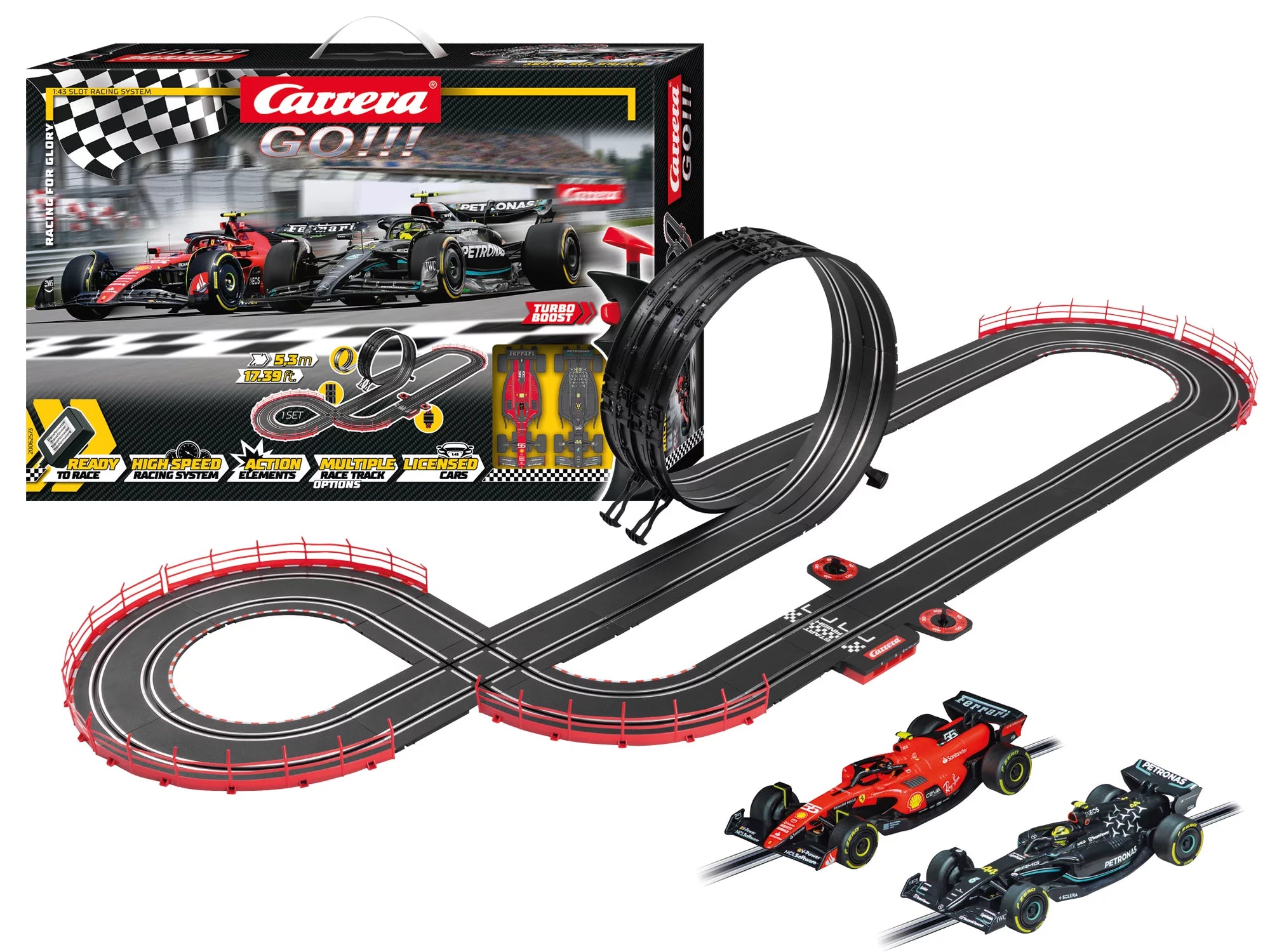 carrera-rc-go-racing-for-glory-slotcar-rennbahn-set-hamilton-mercedes-vs-sainz-f image 1