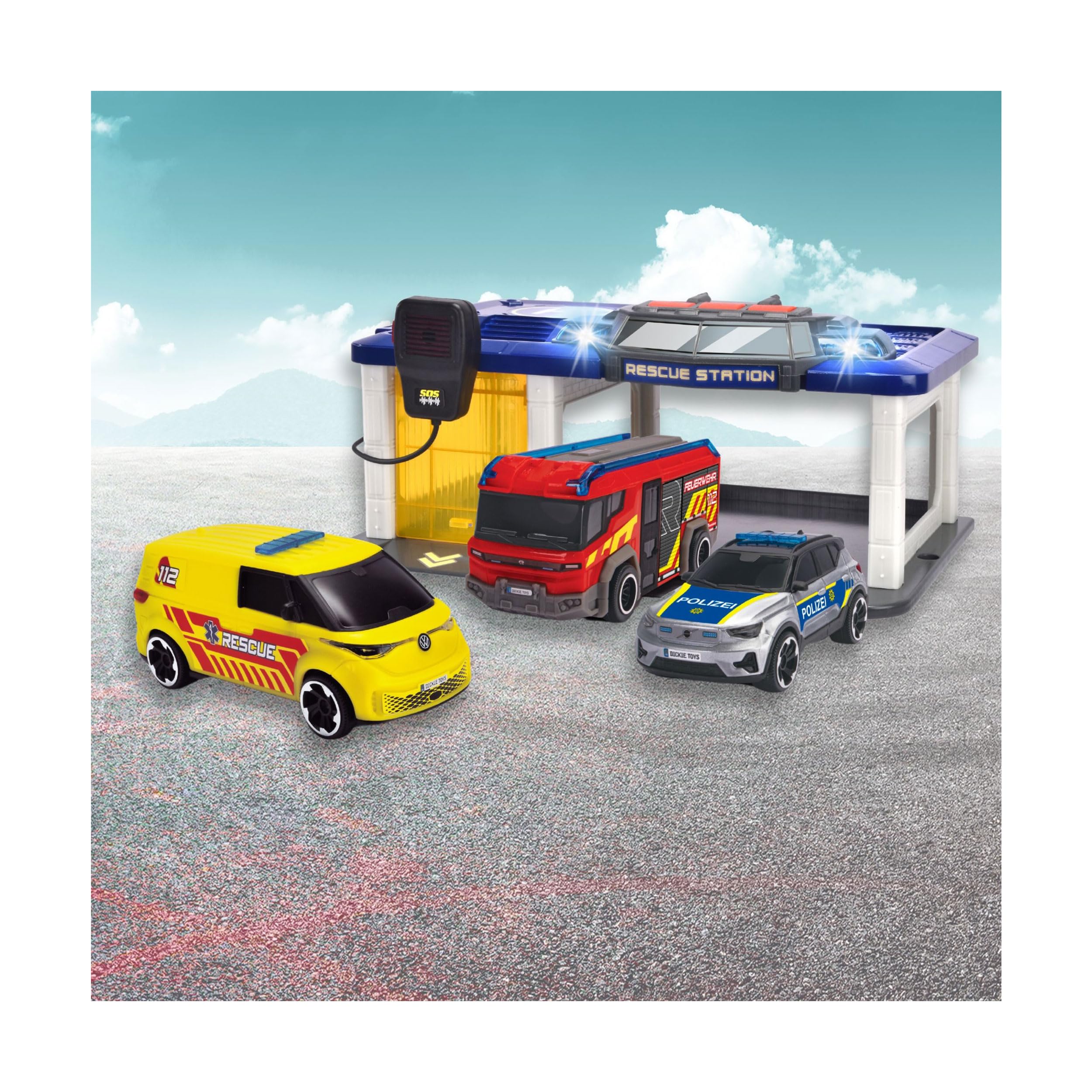 dickie-toys-s-o-s-rettungsstation-2-in-1-mit-3-autos-licht-sound image 5