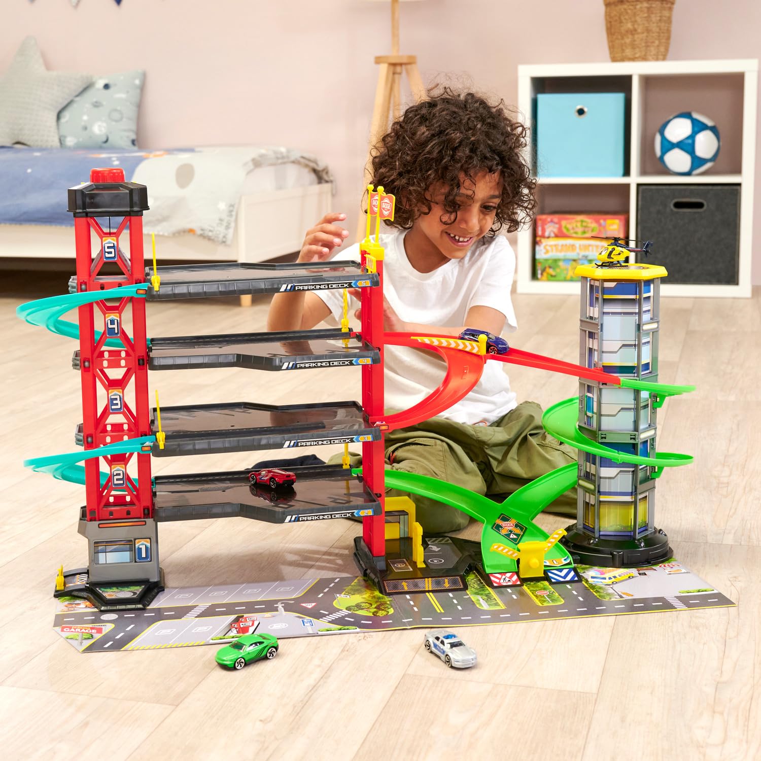 dickie-toys-parkhaus-4-st-ckig-87x52-cm-mit-5-ebenen-autos-helikopter image 4