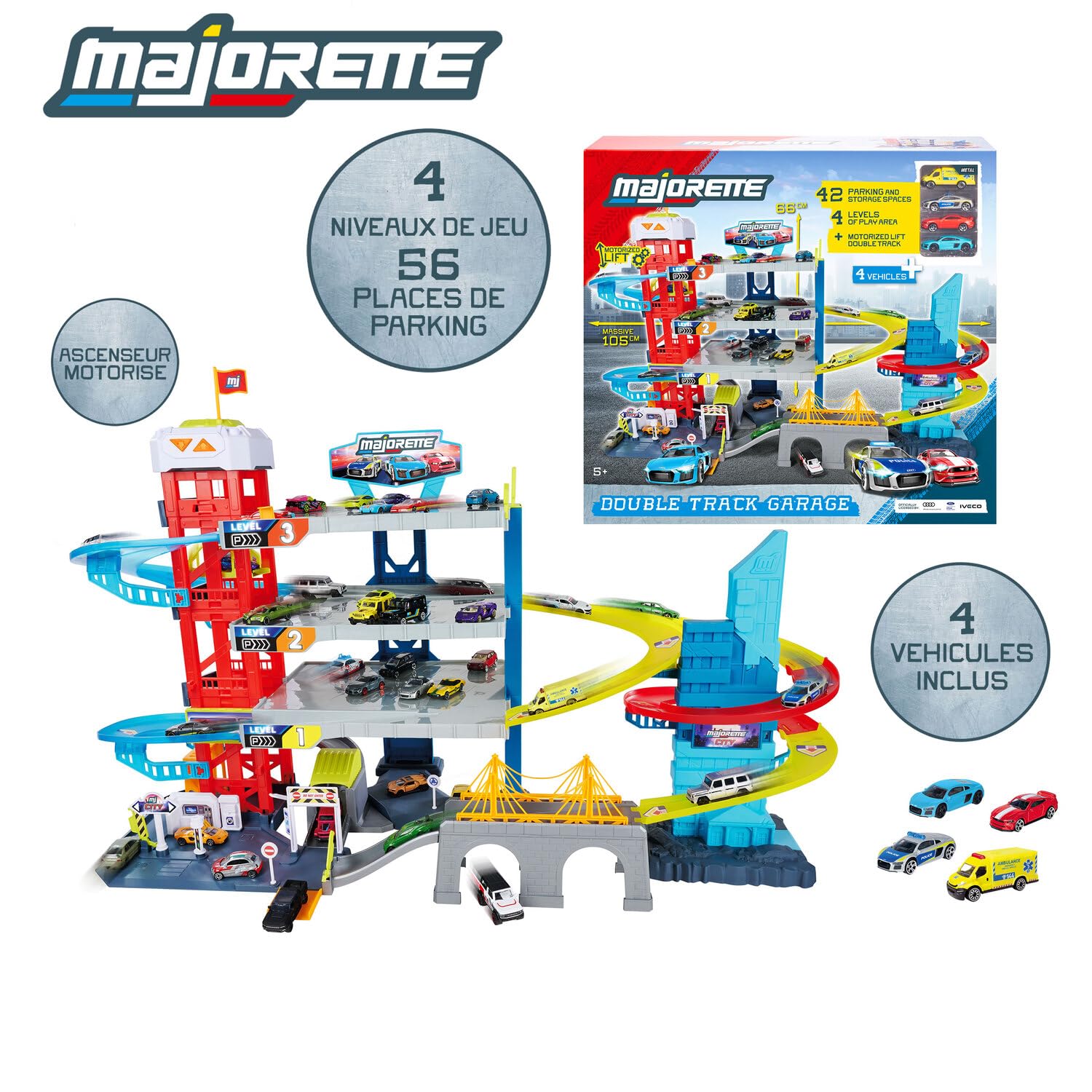 majorette-city-double-track-garage-parkhaus-4-ebenen-mit-4-autos image 2