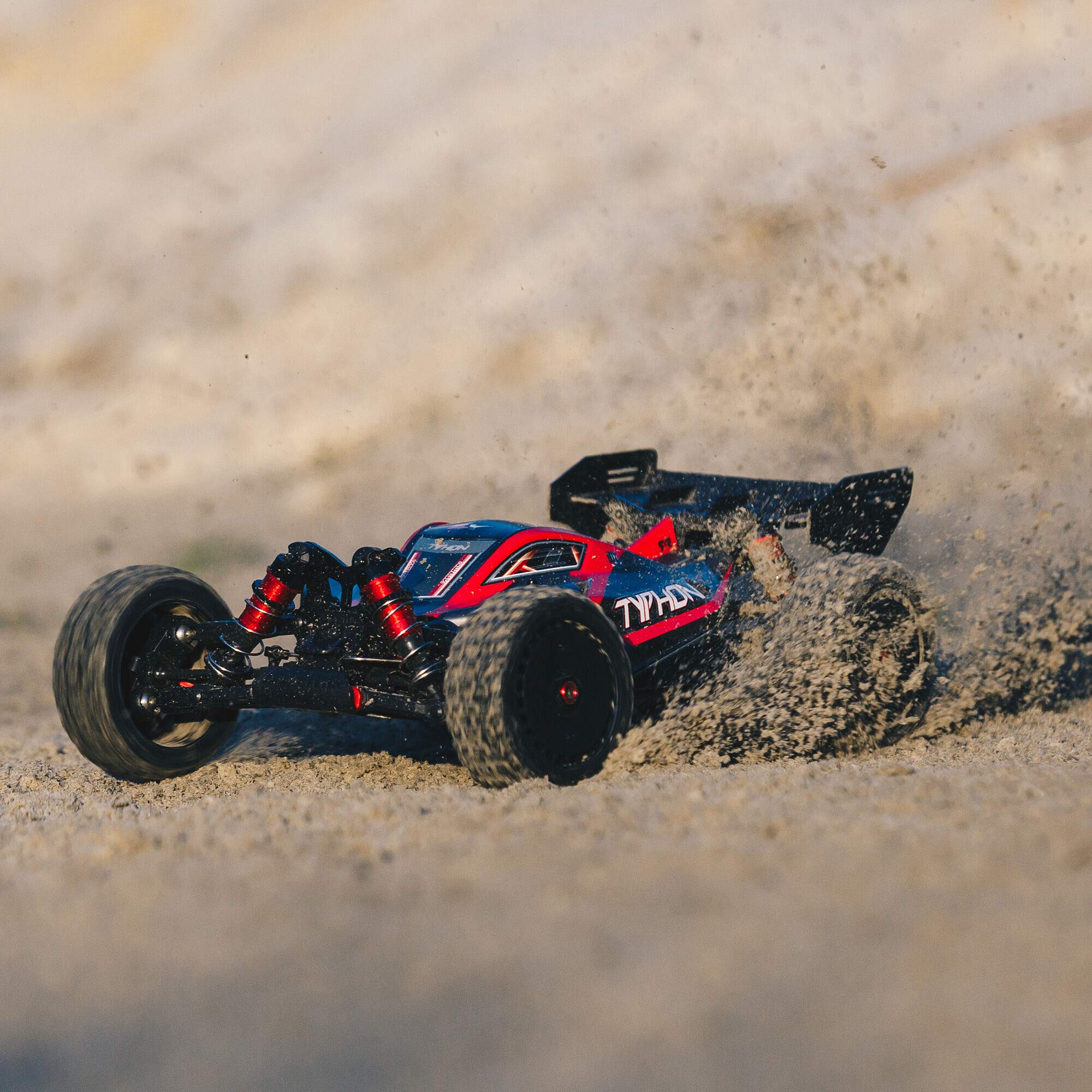 arrma-rc-auto-1-8-typhon-6s-v5-4wd-blx-buggy-mit-spektrum-firma-rtr-schwarz-rot- image 6