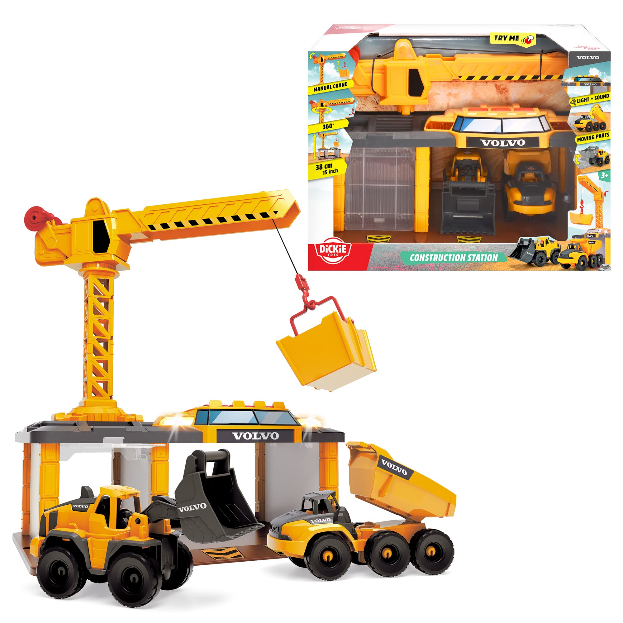 dickie-toys-volvo-construction-station-baustelle-spielstation-mit-bagger-kipplas image 2