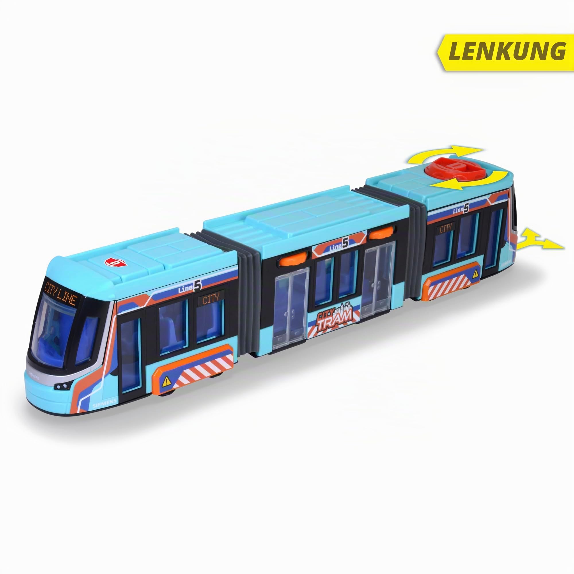 dickie-toys-city-tram-stra-enbahn-41-5-cm-spielzeug-mit-freilauf-lenksteuerung-u image 2