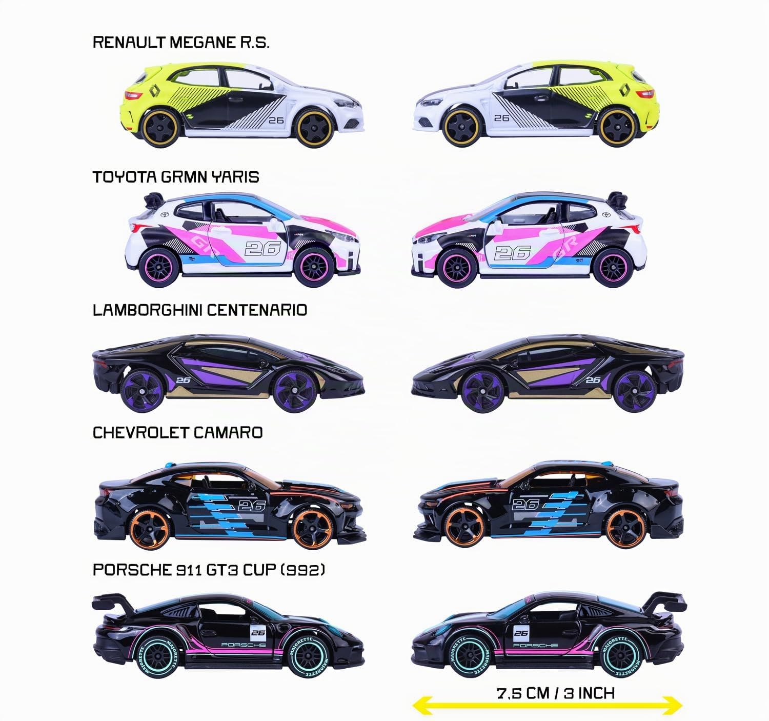 majorette-neon-racer-5er-geschenkset-streetracing-autos-metall-1-64-7-5-cm image 3