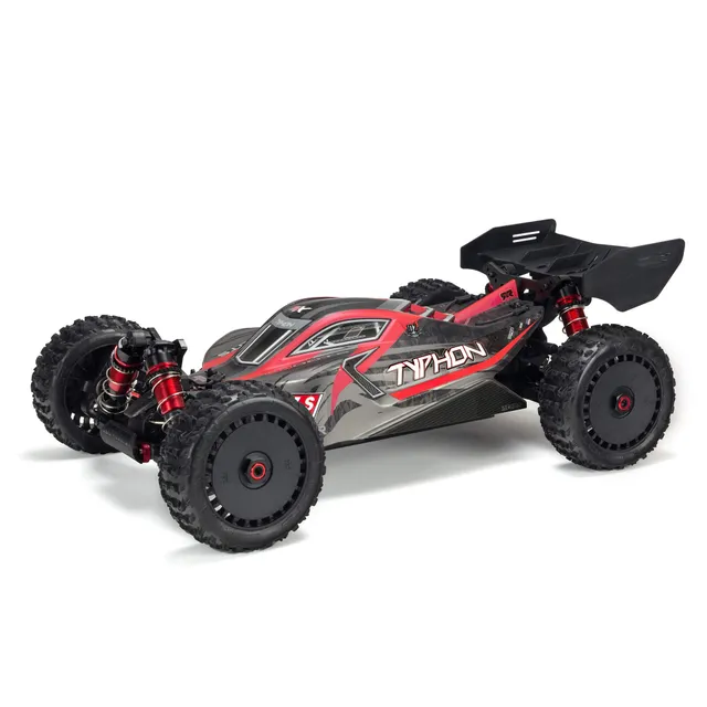 arrma-rc-auto-1-8-typhon-6s-v5-4wd-blx-buggy-mit-spektrum-firma-rtr-schwarz-rot- image 1