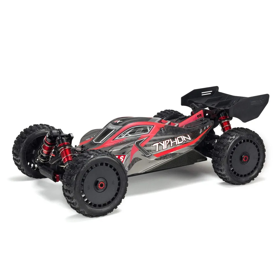 arrma-rc-auto-1-8-typhon-6s-v5-4wd-blx-buggy-mit-spektrum-firma-rtr-schwarz-rot- image 1