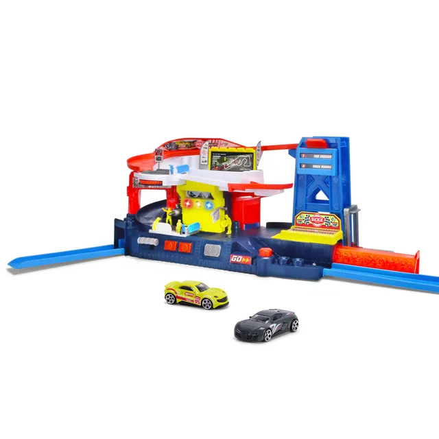 dickie-toys-pit-stop-spiel-set-racing-station-92-cm-mit-auto image 1