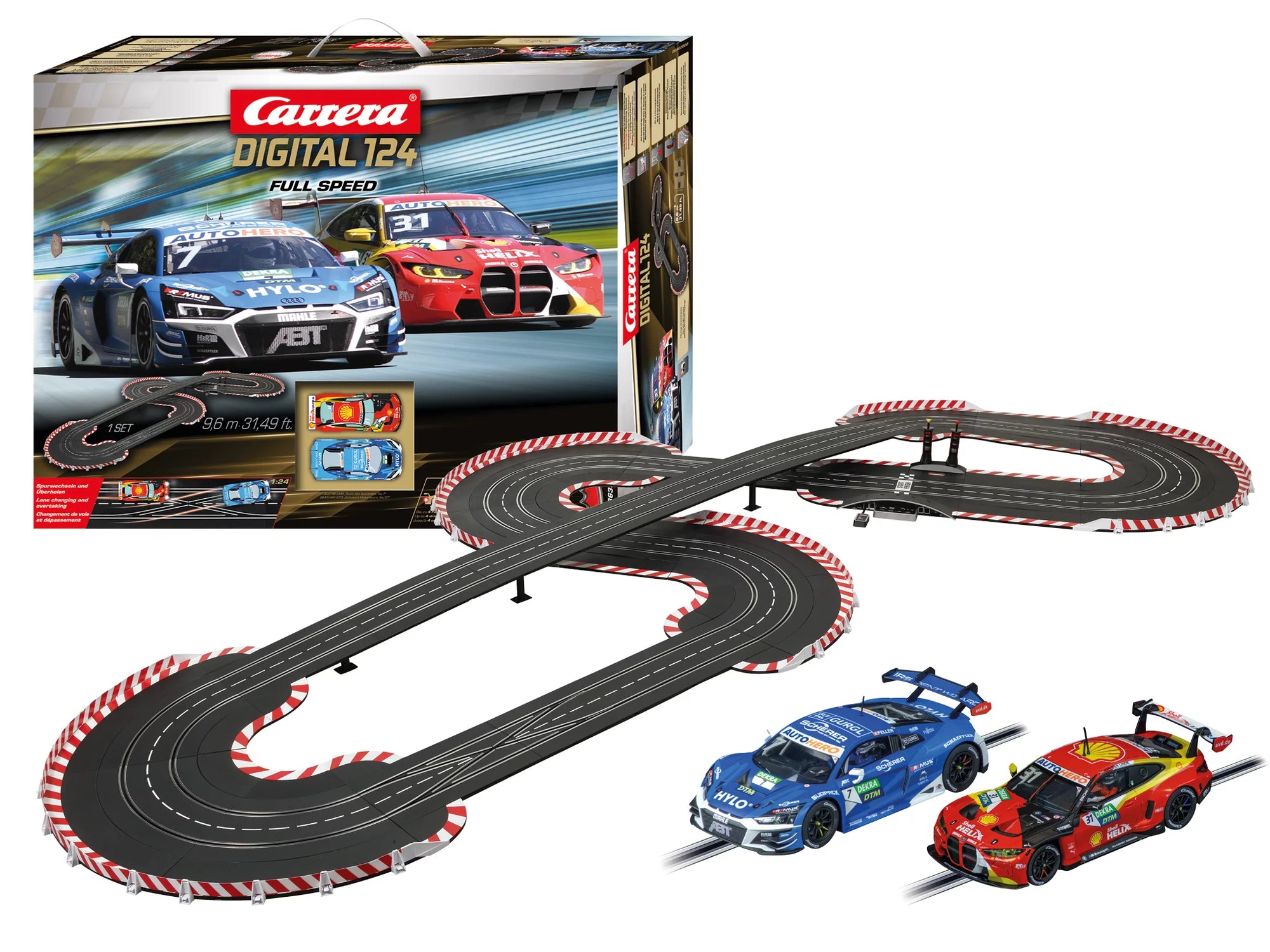 carrera-digital-124-dtm-full-speed-set-audi-r8-lms-gt3-evo-ii-vs-bmw-m4-gt3-1-24 image 2