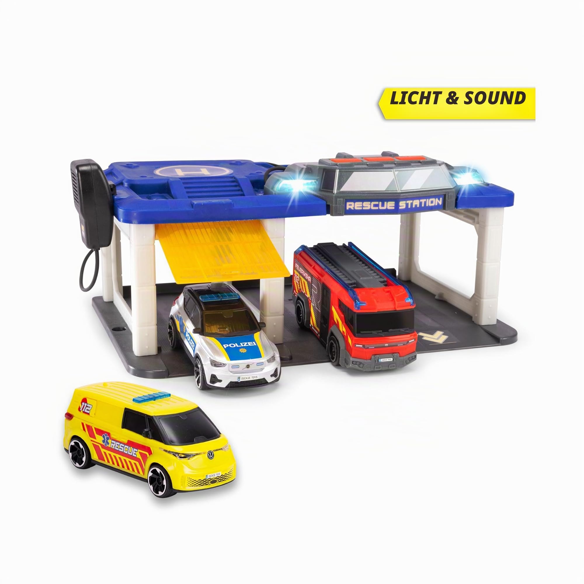 dickie-toys-s-o-s-rettungsstation-2-in-1-mit-3-autos-licht-sound image 2