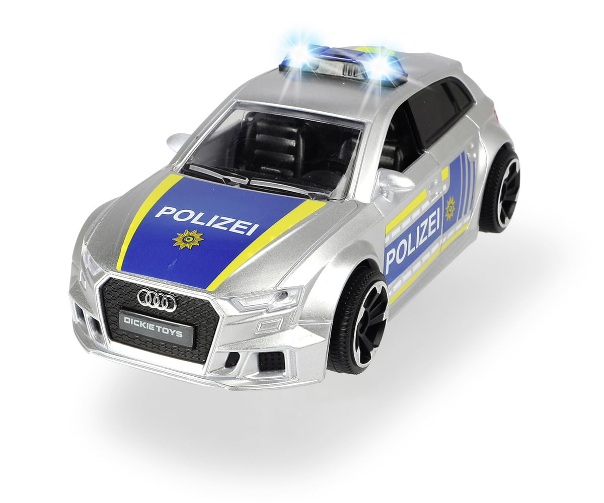 dickie-toys-audi-rs3-polizeiauto-15-cm-mit-stra-ensperre-licht-sound-und-friktio image 1