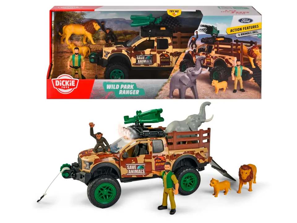 dickie-toys-wild-park-ranger-set-mit-ford-raptor-tarnfarben image 1