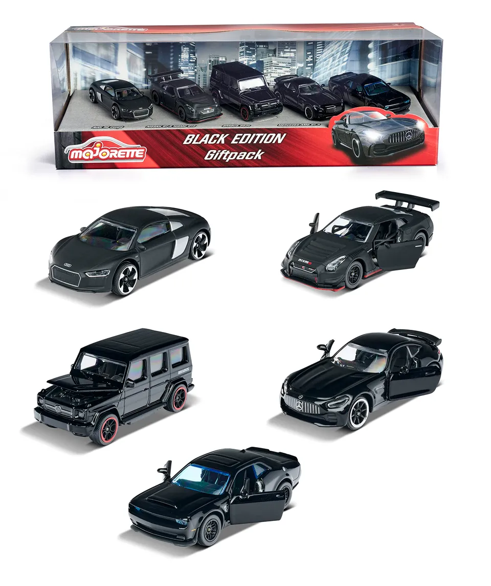 majorette-black-edition-5er-set-die-cast-autos-7-5-cm-schwarz image 1
