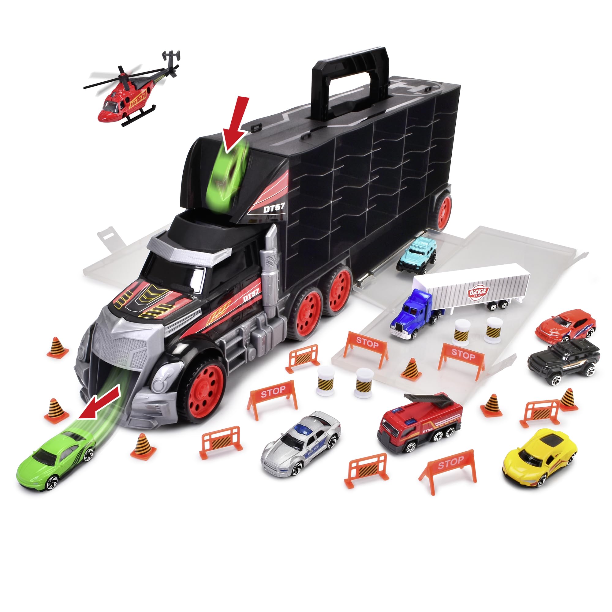 dickie-toys-cleverer-autotransporter-lkw-62-cm-mit-9-fahrzeugen image 2