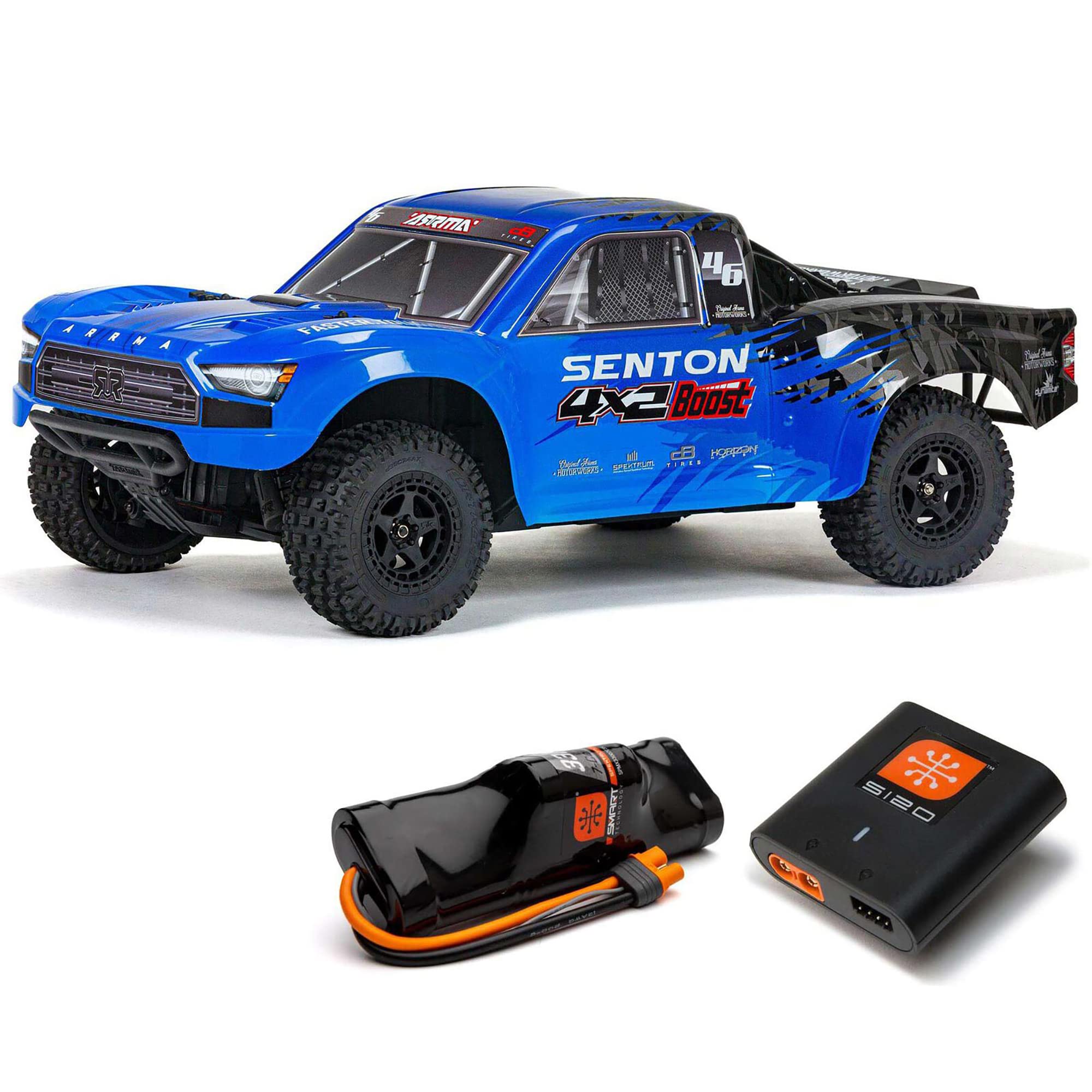 arrma-1-10-senton-4x2-boost-mega-550-short-course-truck-rtr-blau-mit-akku-ladege image 1