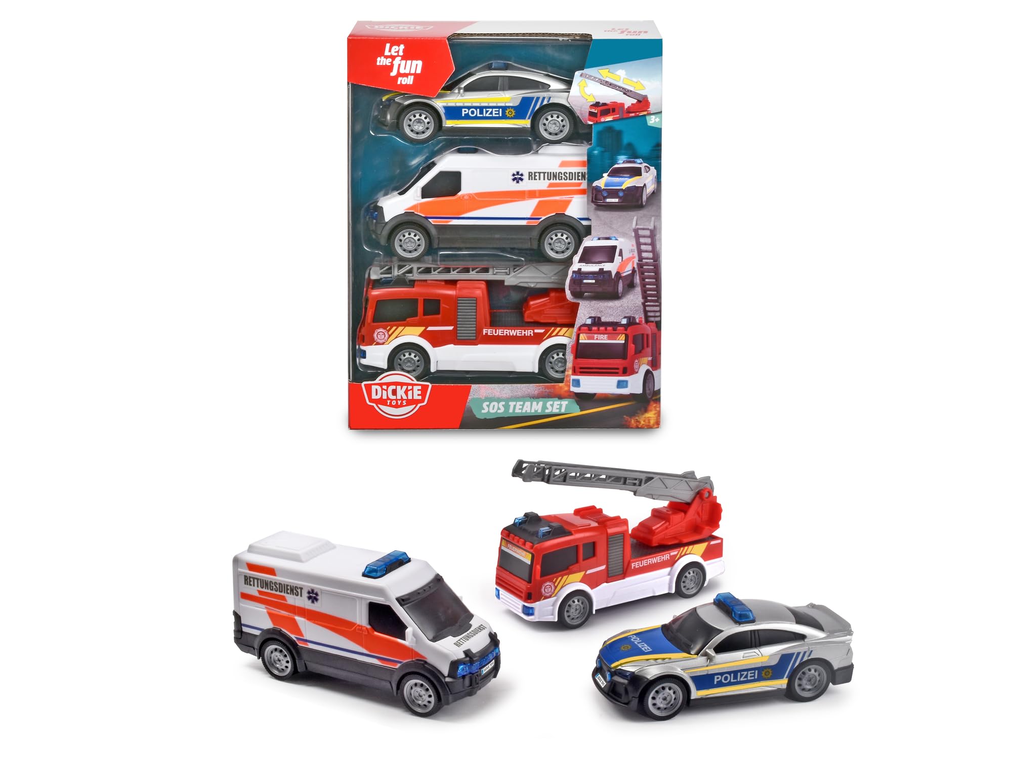 dickie-toys-sos-team-3er-set-rettungsfahrzeuge-polizei-feuerwehr image 1