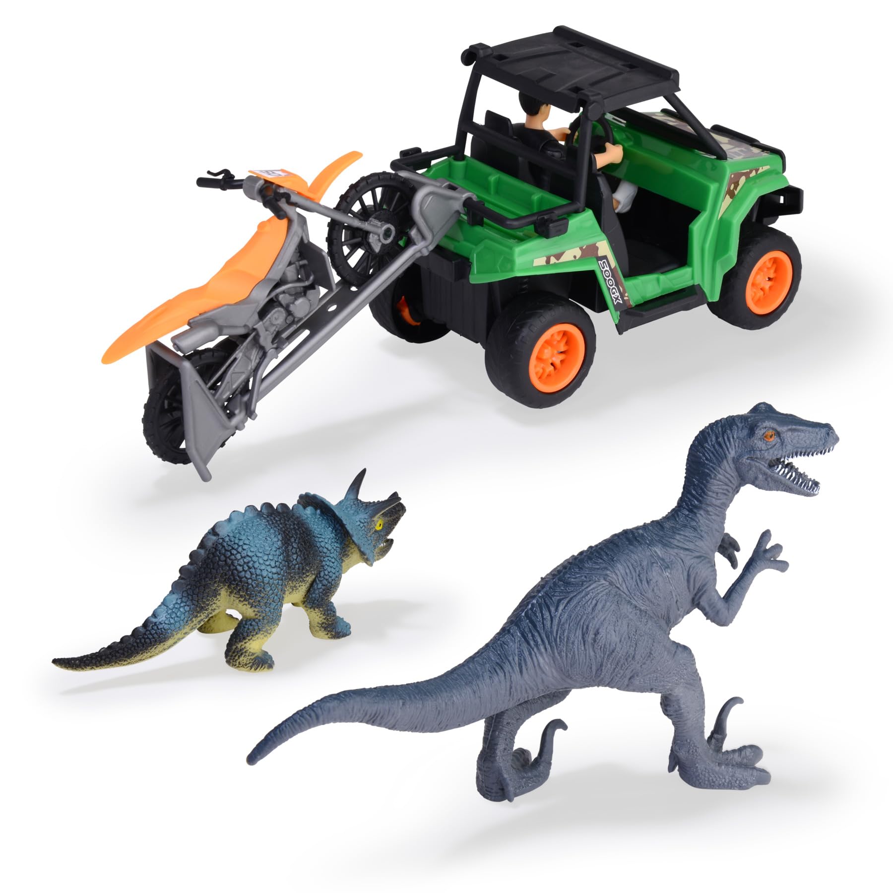dickie-toys-dino-explorer-set-utv-bike-2-dinos-ranger image 2