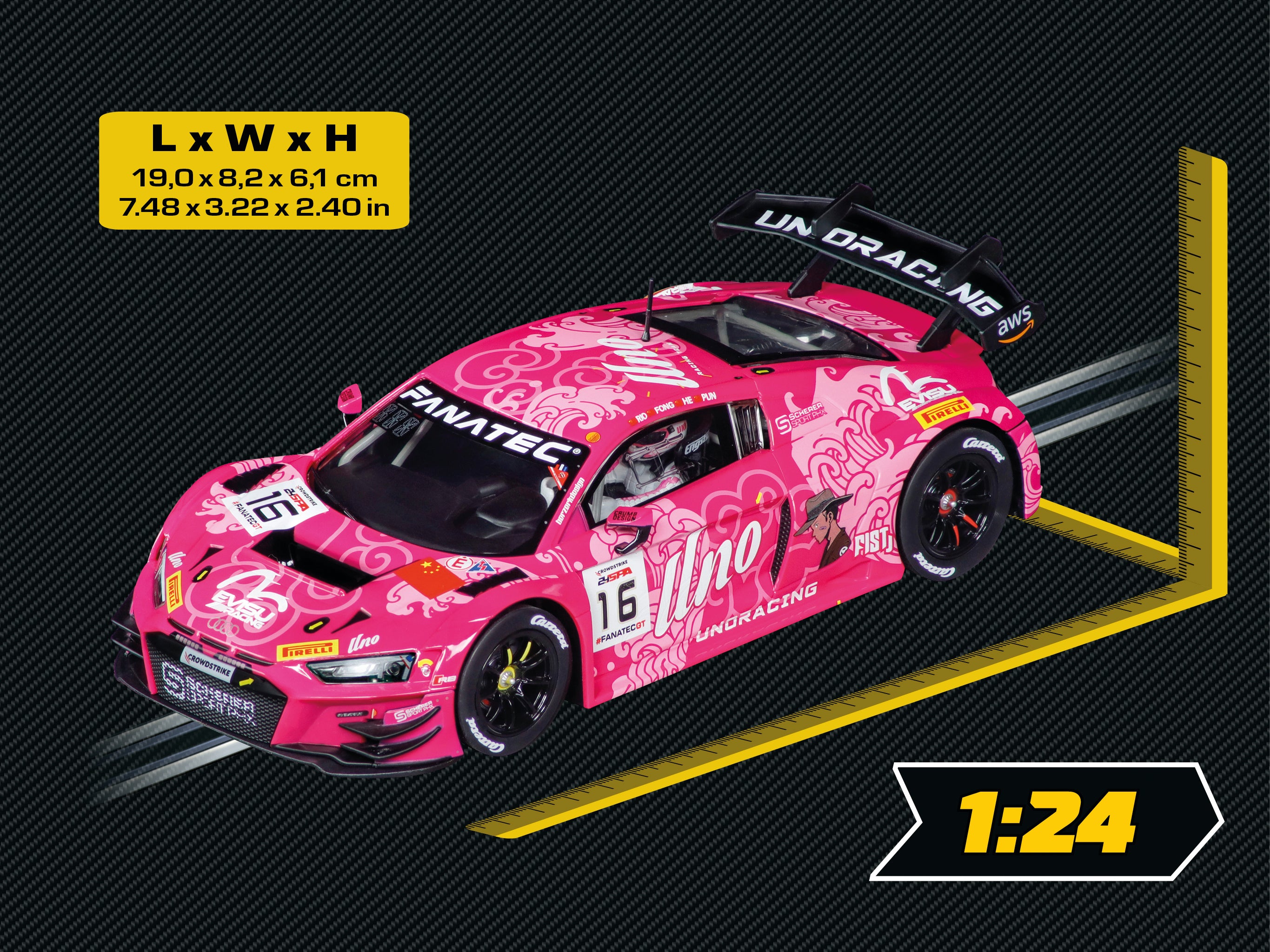 carrera-digital-124-audi-r8-lms-gt3-evo-ii-uno-racing-no-16-1-24 image 2