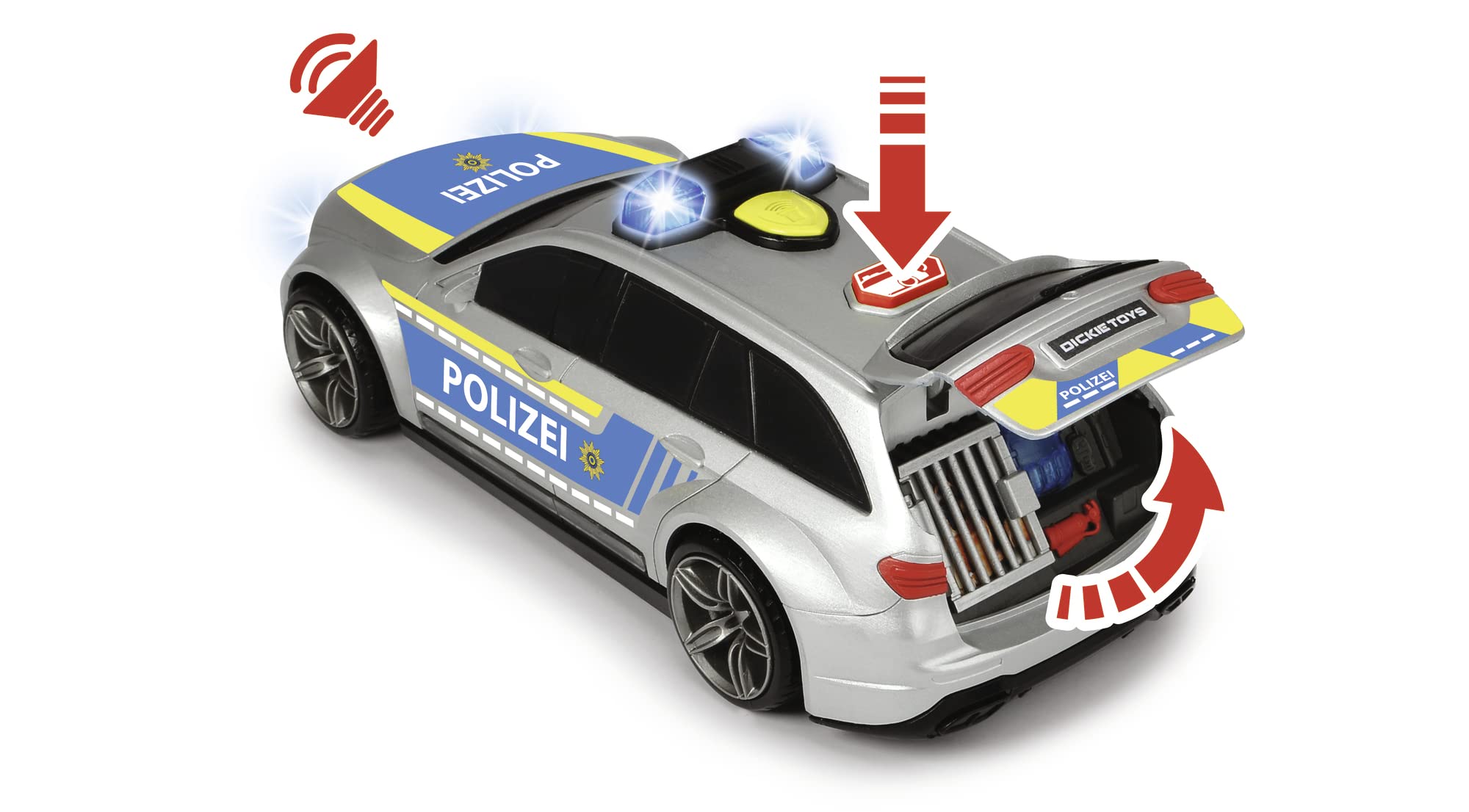 dickie-toys-mercedes-amg-e43-polizeiauto-30-cm-motorisiert-mit-hund-licht-und-si image 3