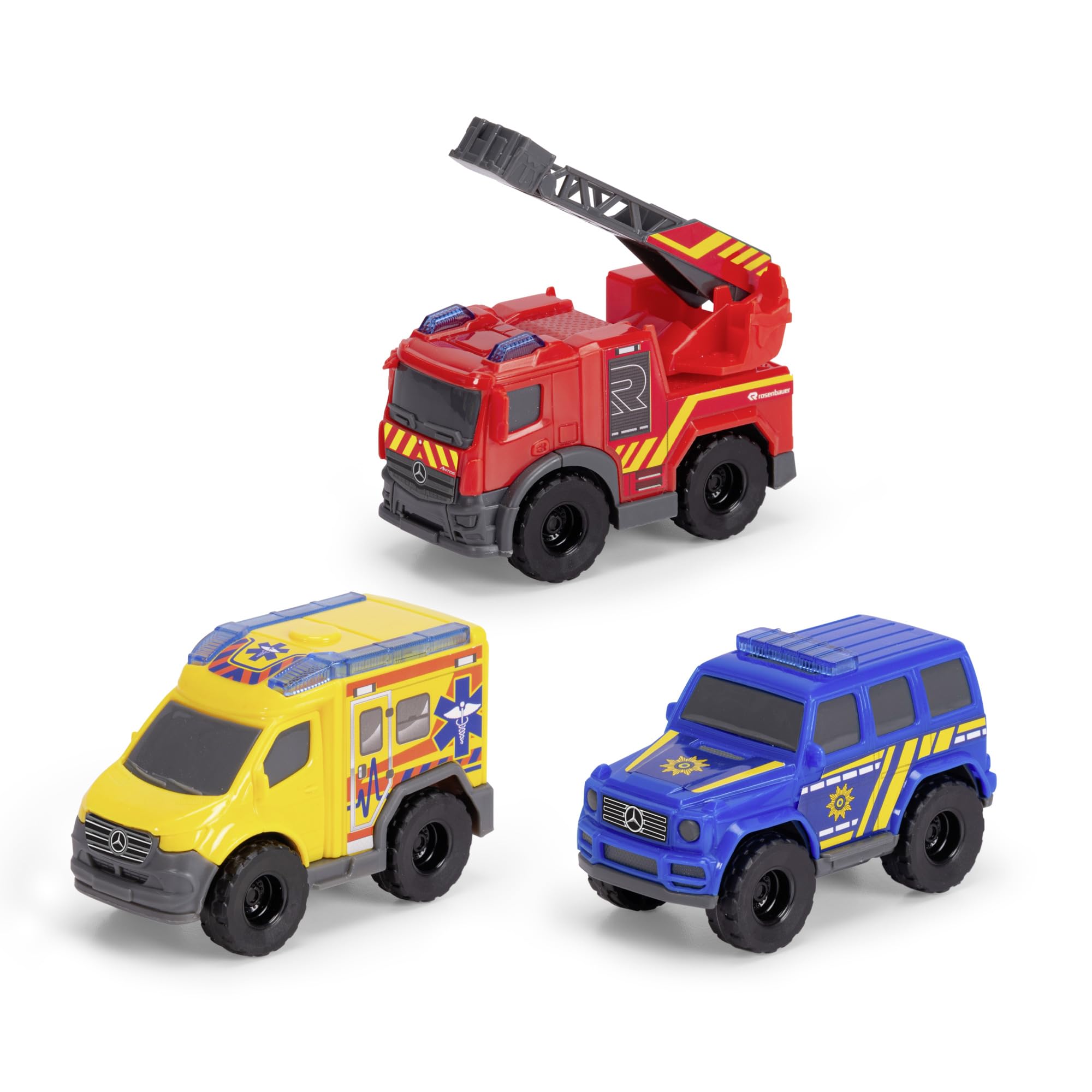 dickie-toys-micro-rescue-force-3er-set-mercedes-benz-8-cm-feuerwehr-polizei-rett image 1