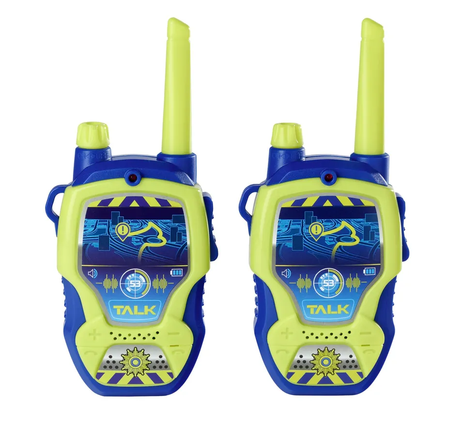 dickie-toys-walkie-talkie-polizei-set-2-funkger-te-100-m-blau-gelb image 1