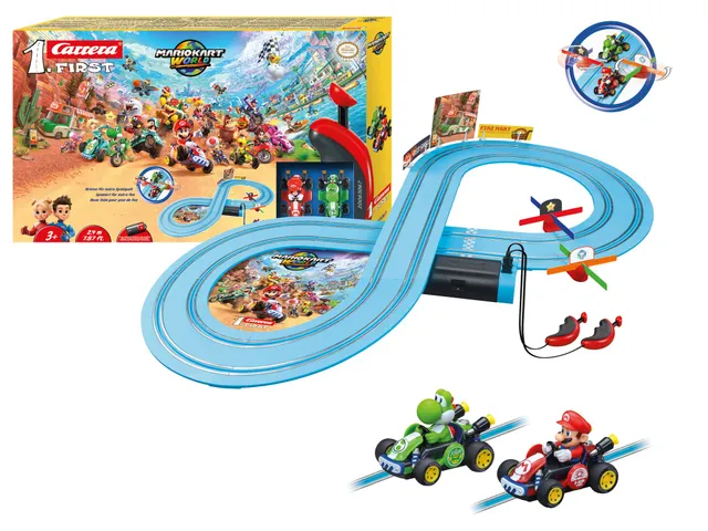 carrera-rc-mario-kart-world-mario-vs-yoshi-carrera-first-rennbahn-set-2-4-m image 1