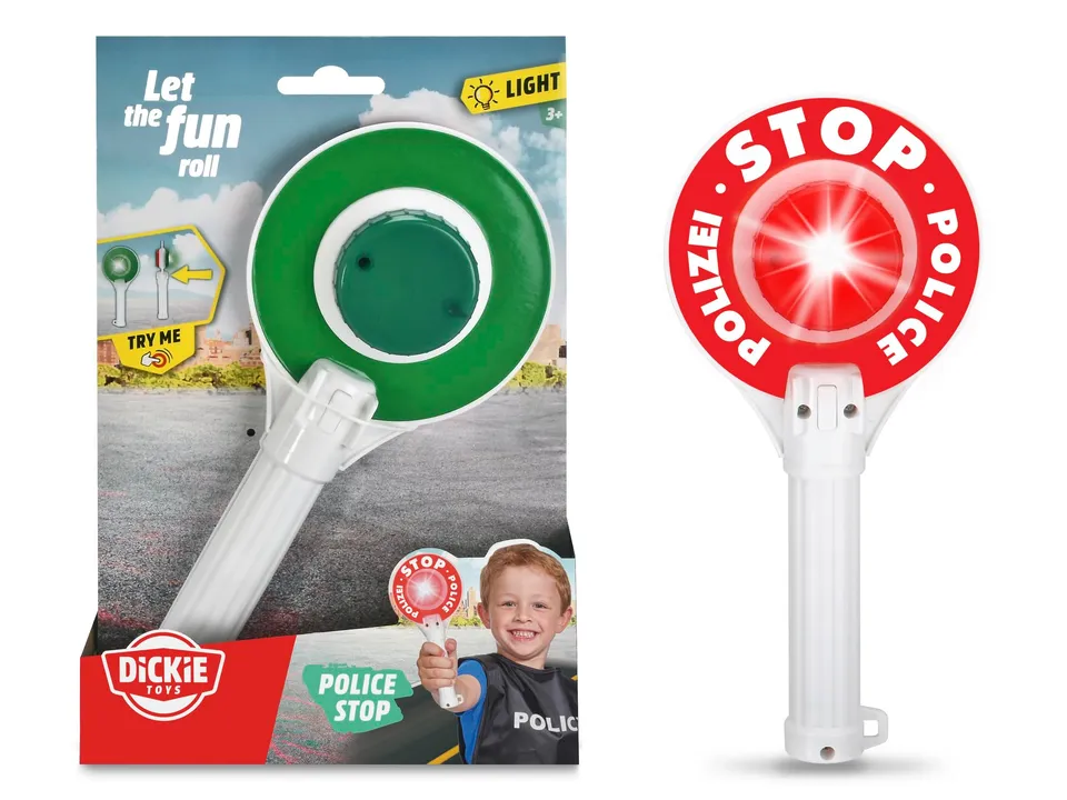 dickie-toys-polizeikelle-24-cm-mit-licht-rot-gr-n-inkl-batterien image 1