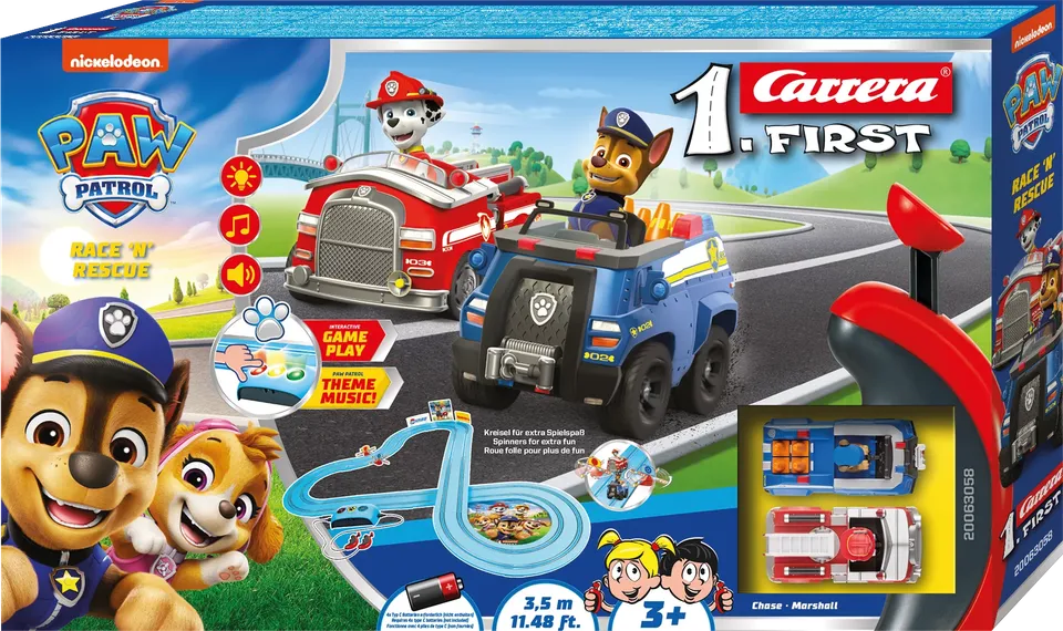 carrera-rc-paw-patrol-race-n-rescue-first-autorennbahn-set-mit-chase-und-marshal image 1