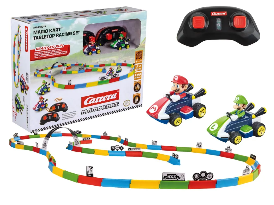 carrera-rc-2-4ghz-mario-kart-tabletop-racing-set-mario-luigi-1-43 image 1