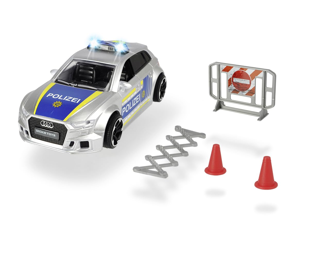 dickie-toys-audi-rs3-polizeiauto-15-cm-mit-stra-ensperre-licht-sound-und-friktio image 4